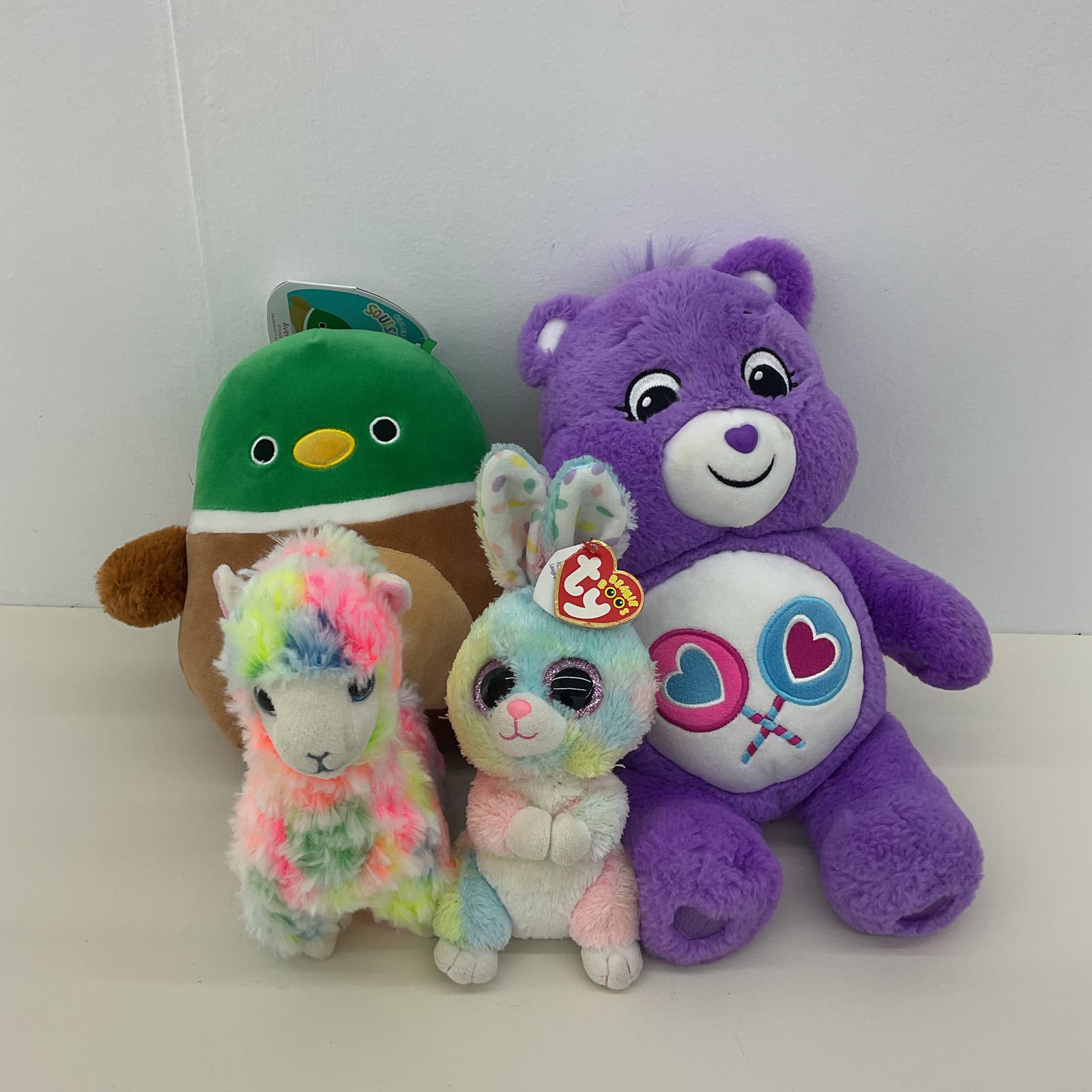 Cuddly LOT TY Beanie Babies Squishmallow Purple Care Bear Plush Dolls Duck Bunny - Warehouse Toys