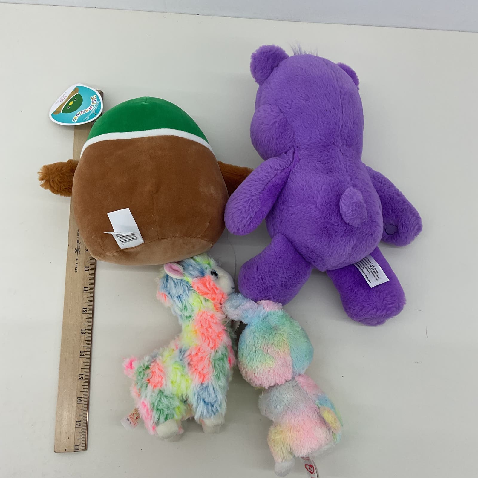 Cuddly LOT TY Beanie Babies Squishmallow Purple Care Bear Plush Dolls Duck Bunny - Warehouse Toys