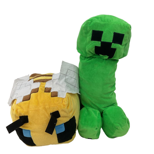 Cuddly Minecraft Character LOT Green Creeper Yellow Bumble Bee Plush Dolls - Warehouse Toys