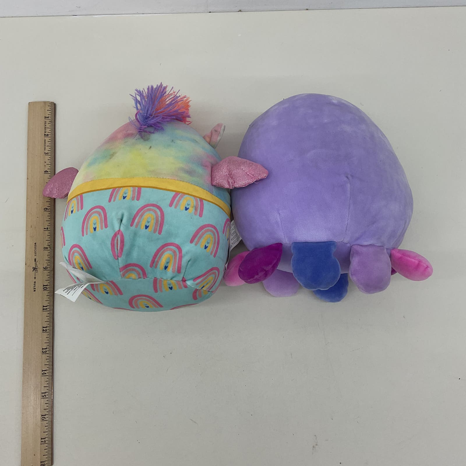 Cuddly Soft LOT Squishmallows Purple Octopus Rainbow Unicorn Plush Toys - Warehouse Toys