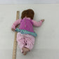 CUTE Adorable Brunette Blue Eyed Baby Doll Little Girl Preowned Toy Pink Outfit - Warehouse Toys