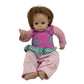 CUTE Adorable Brunette Blue Eyed Baby Doll Little Girl Preowned Toy Pink Outfit - Warehouse Toys