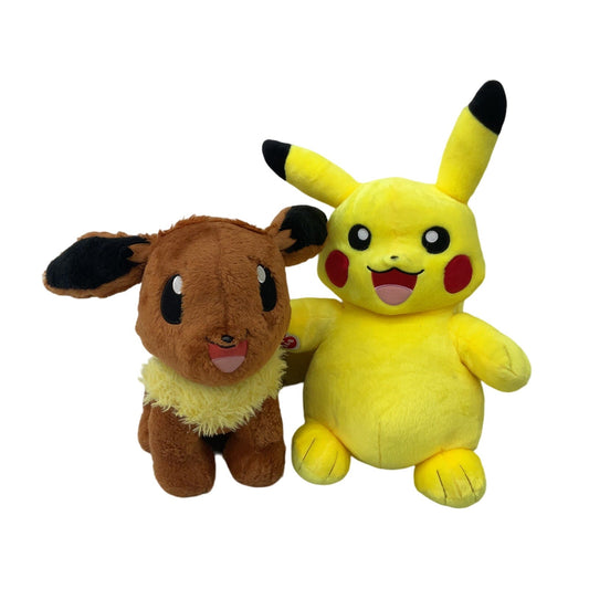 CUTE BABW Build A Bear Workshop Pokemon LOT 2 Pikachu Eevee Plush Dolls Used - Warehouse Toys