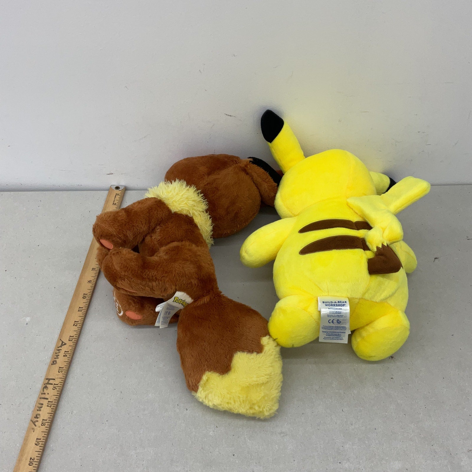 CUTE BABW Build A Bear Workshop Pokemon LOT 2 Pikachu Eevee Plush Dolls Used - Warehouse Toys