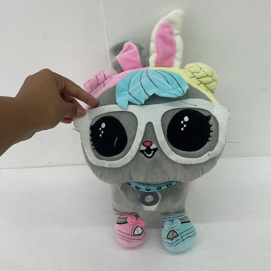 CUTE Big Eyed Easter Bunny Gray Rabbit or Cat in Eyeglasses Plush Stuffed Animal - Warehouse Toys