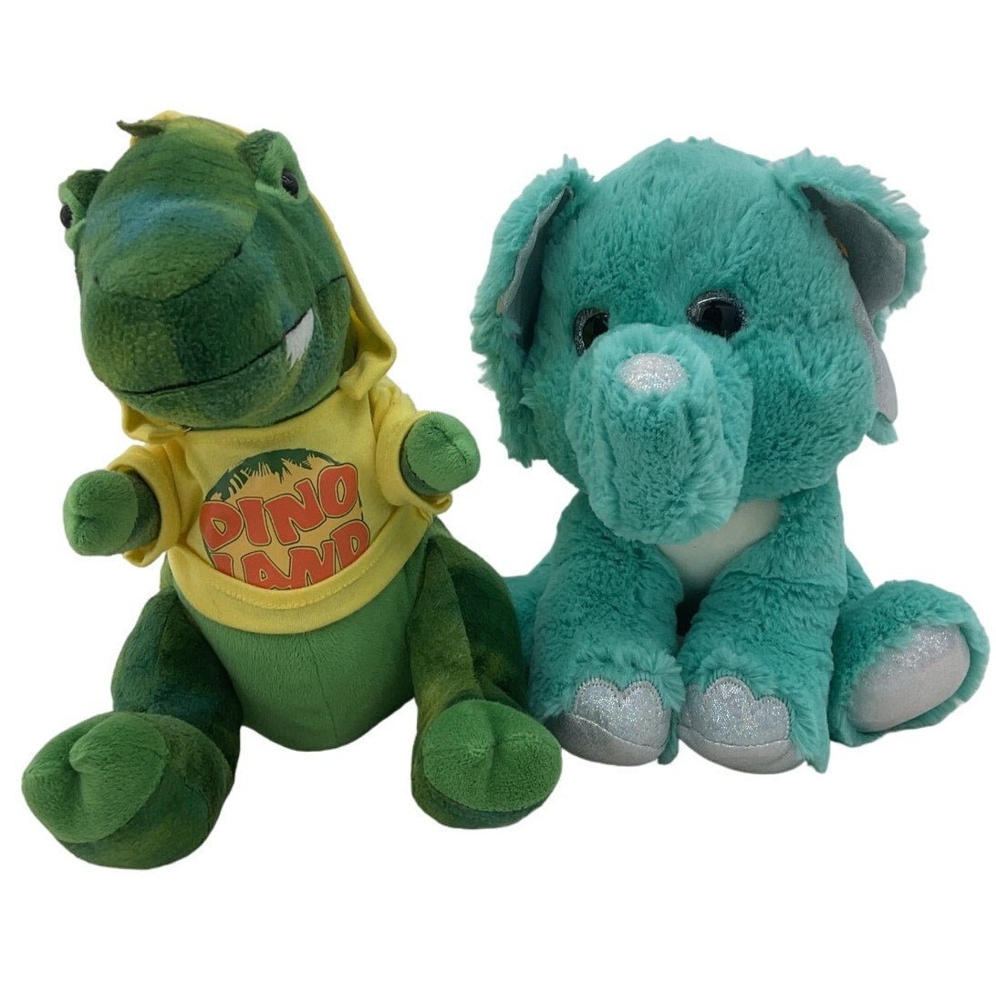 CUTE Cuddly Fiesta Green Floppy Elephant & Dino Land Green Dinosaur Plush Toys - Warehouse Toys