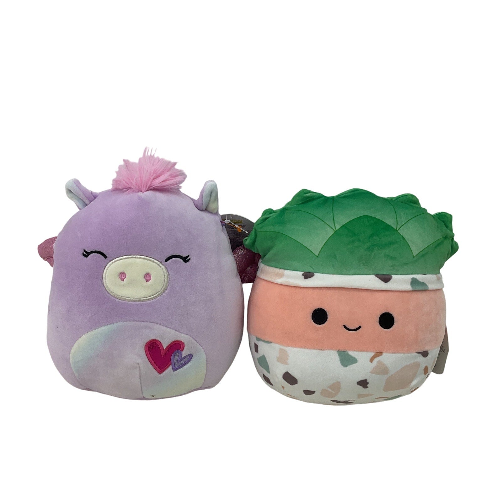 CUTE Cuddly LOT 2 Squishmallows Succulent Plant & Purple Pegasus Horse Plush - Warehouse Toys