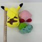 Cute Cuddly LOT 3 Nintendo Plush Dolls Kirby Pokemon Pikachu Bulbasaur Stuffed - Warehouse Toys