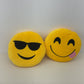 CUTE Funny Cuddly LOT 2 Smiley Face Emoji Round Pillow Plush Toys Sunglasses - Warehouse Toys