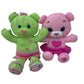 CUTE LOT 2 Green Pink Doodle Teddy Bears Plush Toys - Warehouse Toys