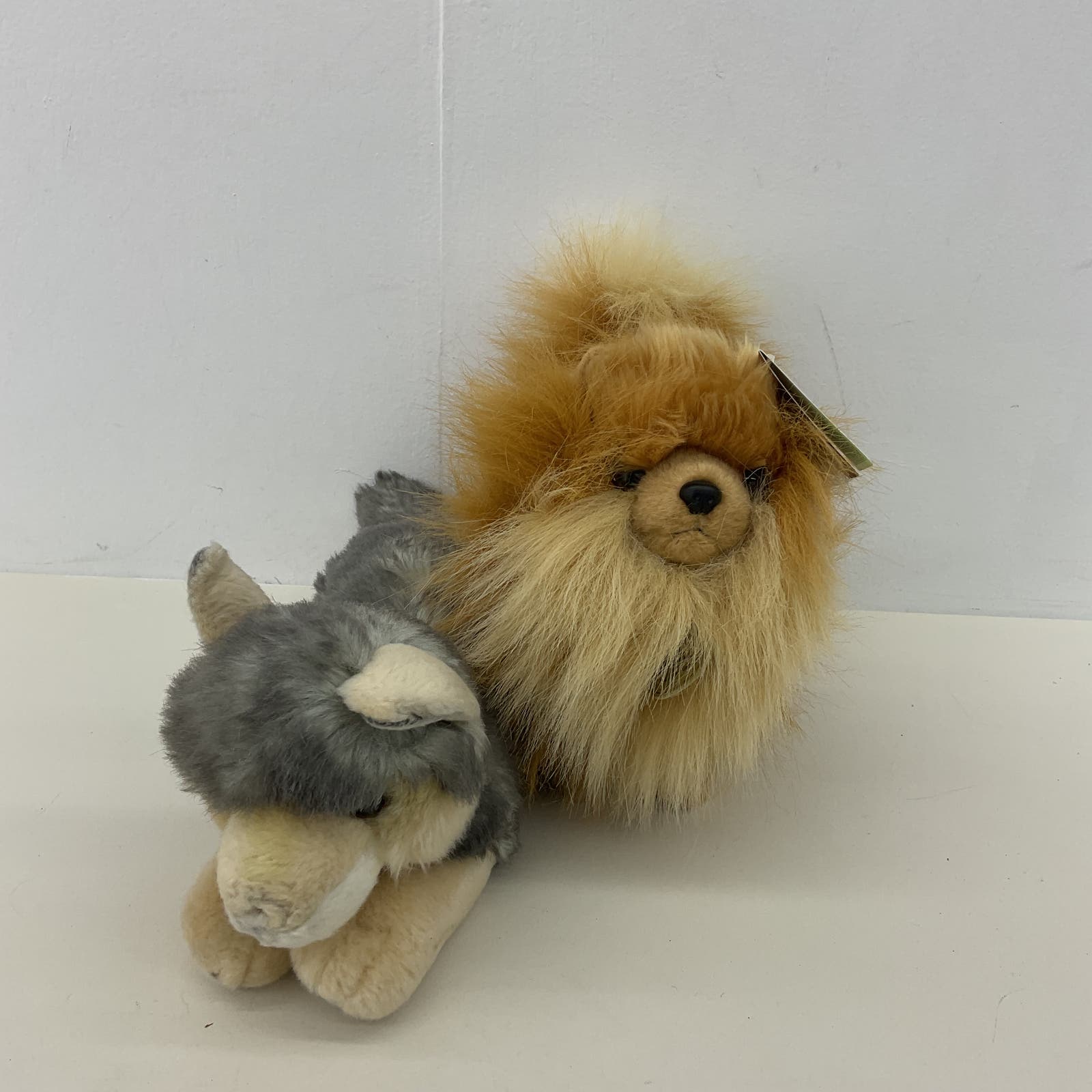 CUTE LOT 2 Plush Gray Brown Dogs Stuffed Animals Miyoni by Aurora Pomeranian - Warehouse Toys