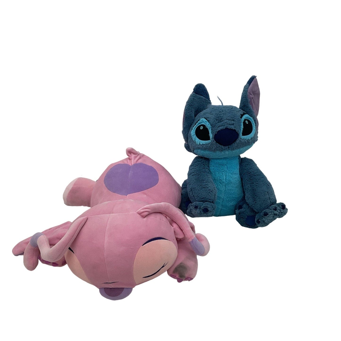 Cute LOT 2 Preowned Large Disney Lilo & Stitch Blue Pink Angel Character Plush - Warehouse Toys