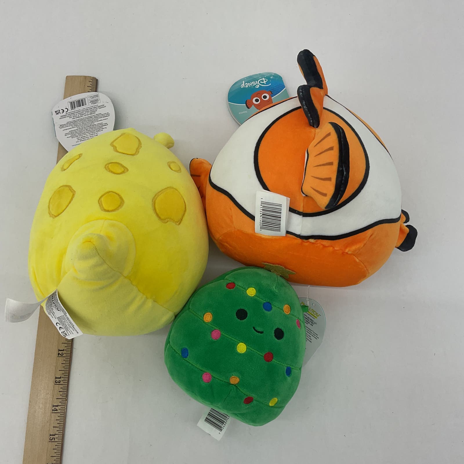 CUTE LOT 3 Squishmallows Finding Nemo Xmas Tree Yellow Banana Slug Plush Dolls - Warehouse Toys