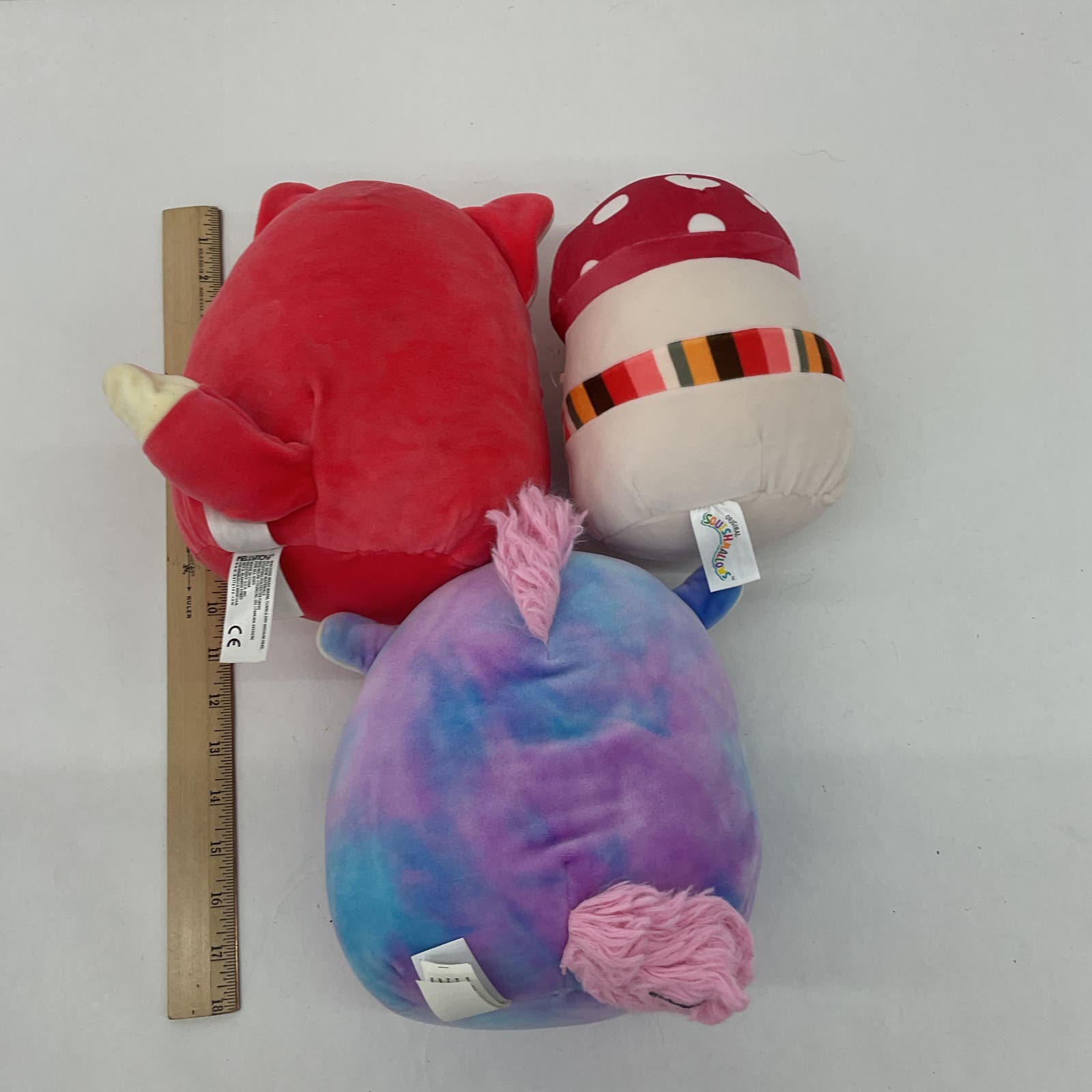 CUTE LOT 3 Squishmallows Plush Toys Purple Zebra Red Fox White Mushroom Stuffed - Warehouse Toys