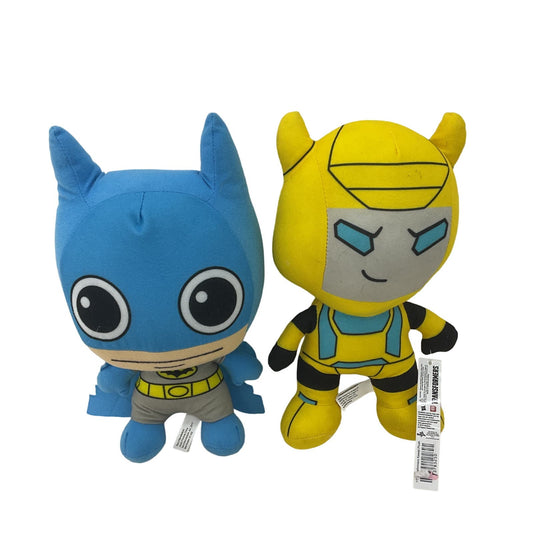 CUTE LOT DC Comics Transformers Yellow Robot & Blue Batman Plush Dolls - Warehouse Toys