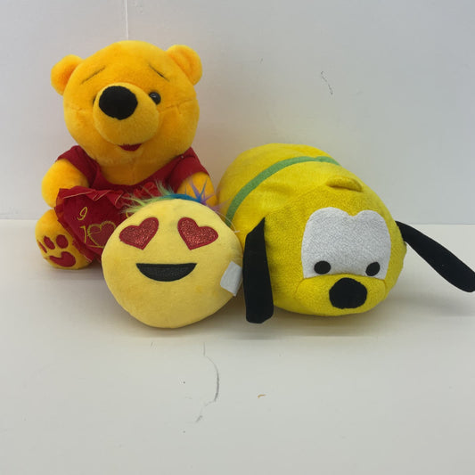CUTE LOT Disney Winnie the Pooh Bear Pluto Dog & Yellow Emoji Face Plush Toys - Warehouse Toys