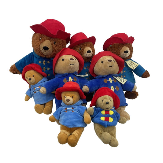 CUTE LOT Paddington Bear Teddy Plush Dolls Stuffed Animals Blue Jacket Red Hat - Warehouse Toys