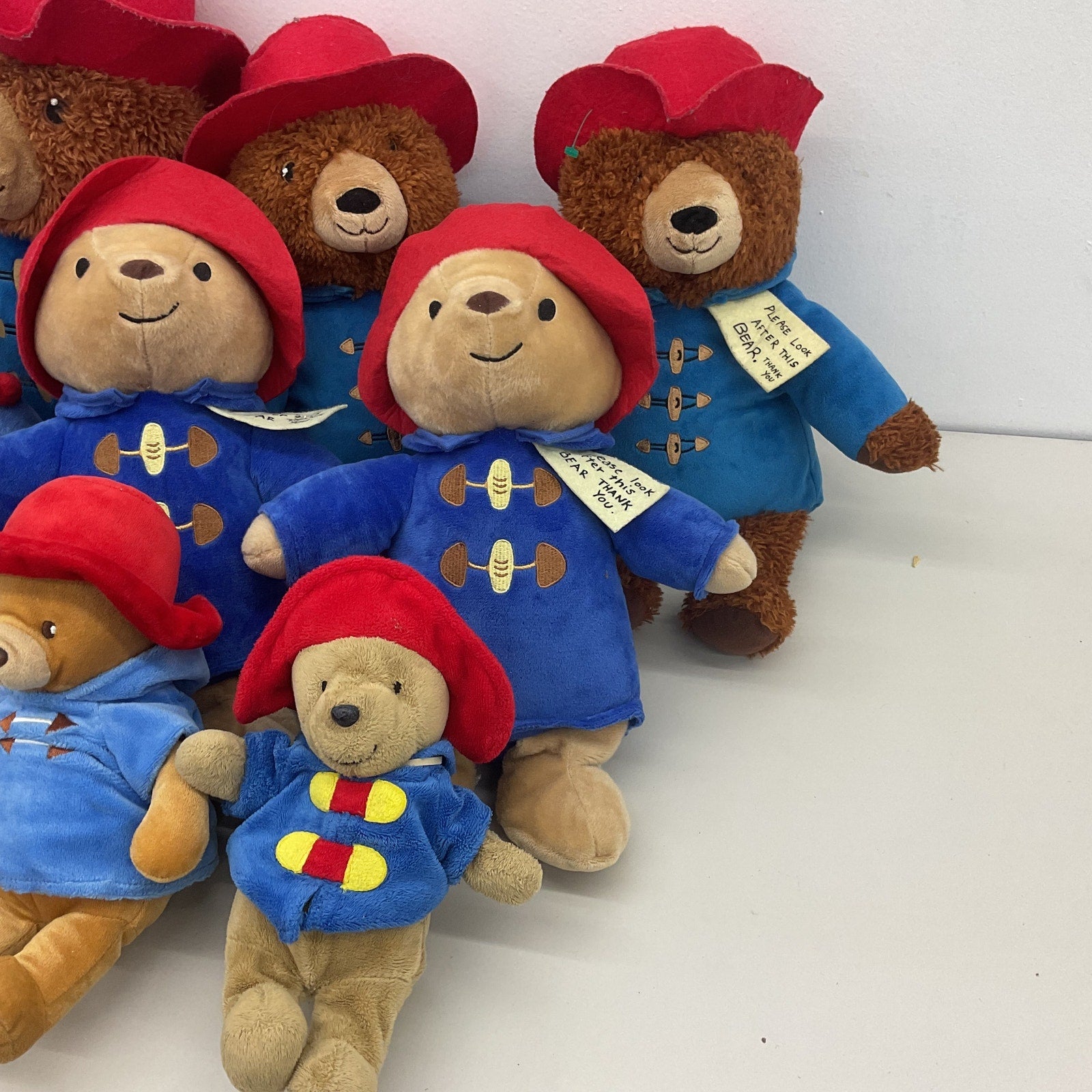 CUTE LOT Paddington Bear Teddy Plush Dolls Stuffed Animals Blue Jacket Red Hat - Warehouse Toys