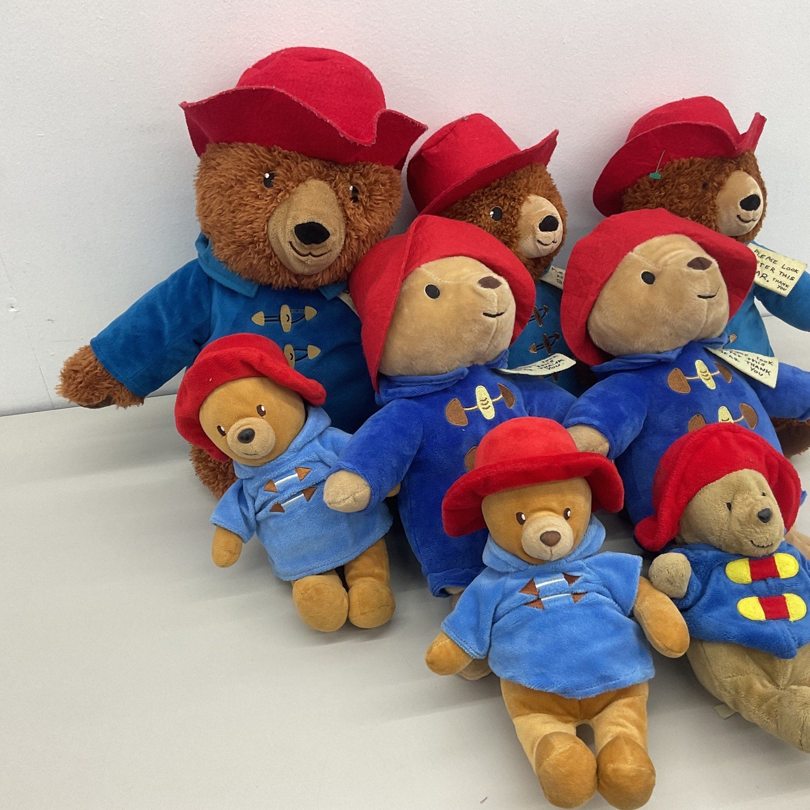 CUTE LOT Paddington Bear Teddy Plush Dolls Stuffed Animals Blue Jacket Red Hat - Warehouse Toys