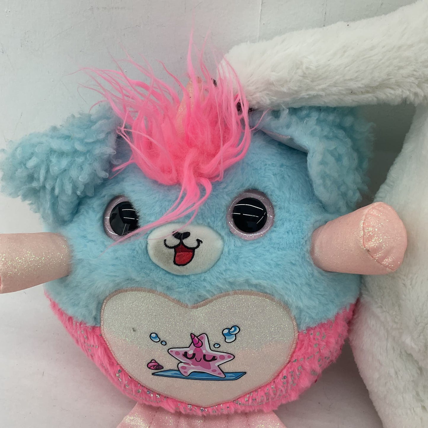 CUTE LOT Six Flags White Yeti & Mermaid Glitter Shimmer Puppy Dog Plush Dolls - Warehouse Toys