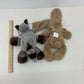 CUTE NWT O.B. Designs Brown Floppy Bunny Plush & Gray Raccoon Stuffed Animals - Warehouse Toys