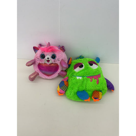 CUTE Pack Mates by Kellytoy Bright Green Plush Monster Backpack & Shimmeez Pink - Warehouse Toys