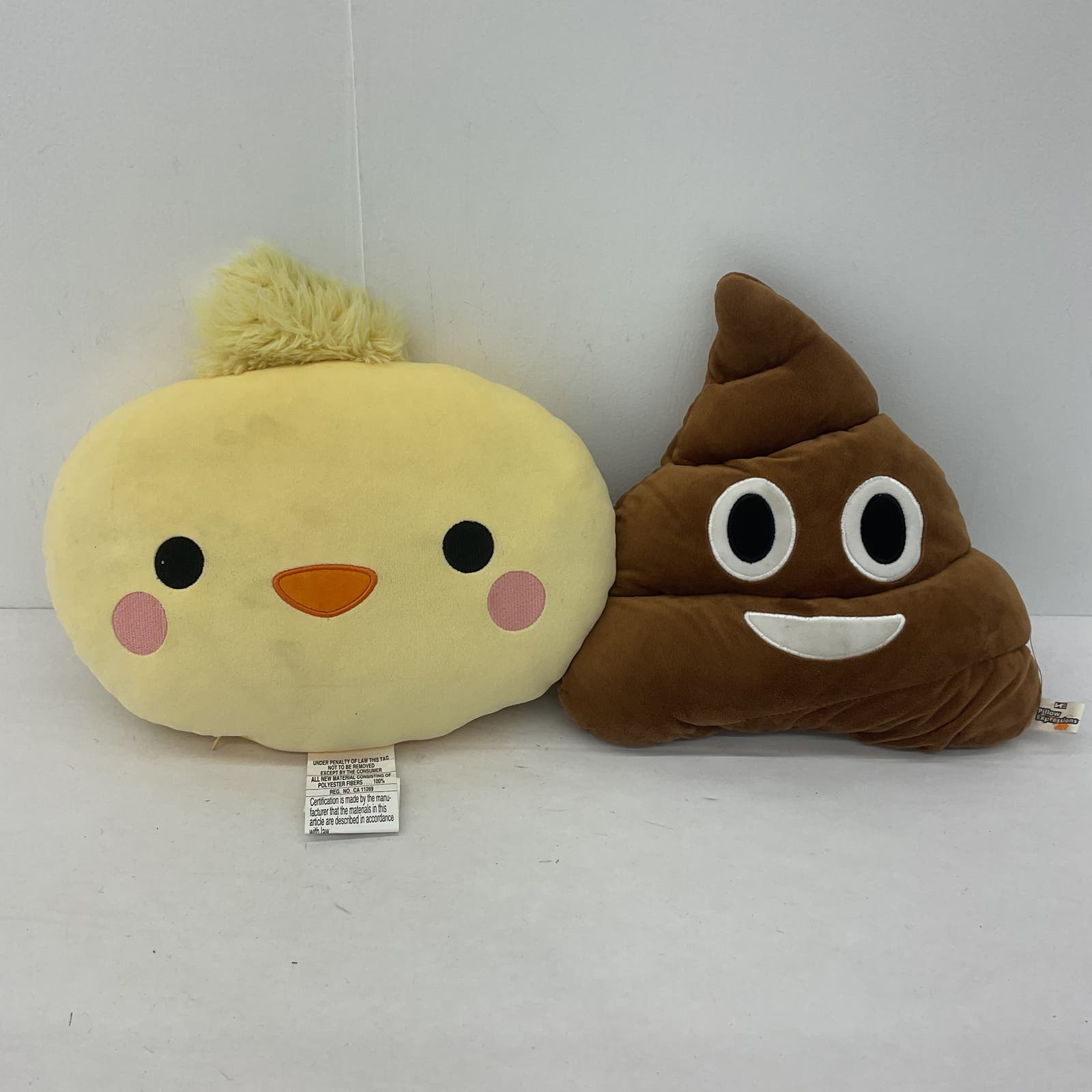 CUTE Plush Pillow LOT Yellow Easter Chick Face Brown Poop Emoji Stuffed Toys - Warehouse Toys