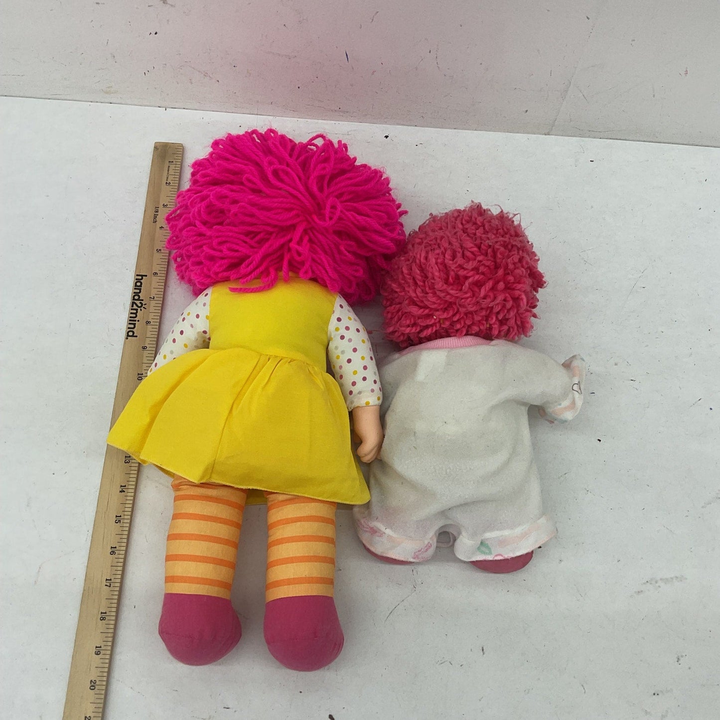 CUTE Preowned LOT 2 Play Baby Doll Soft Bodied Rubber Heads Pink Hair Adorable - Warehouse Toys