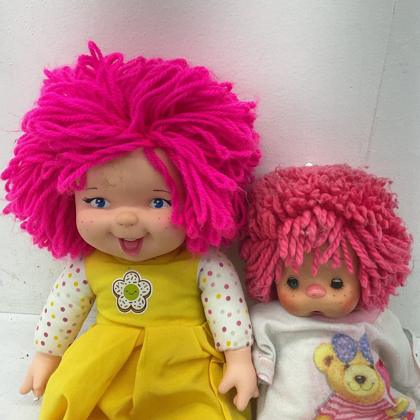 CUTE Preowned LOT 2 Play Baby Doll Soft Bodied Rubber Heads Pink Hair Adorable - Warehouse Toys