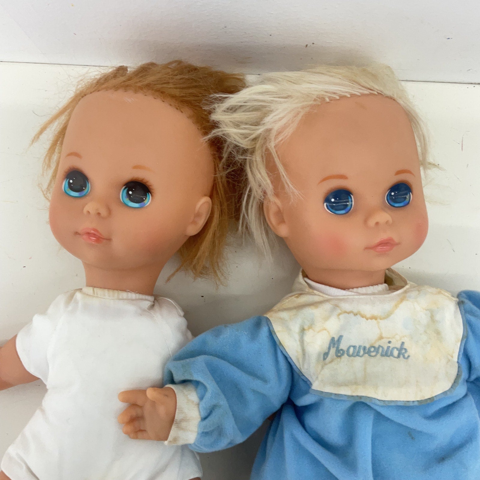 CUTE Preowned LOT 2 Play Baby Dolls Vintage Little Girl Mattel Blonde Brunette - Warehouse Toys