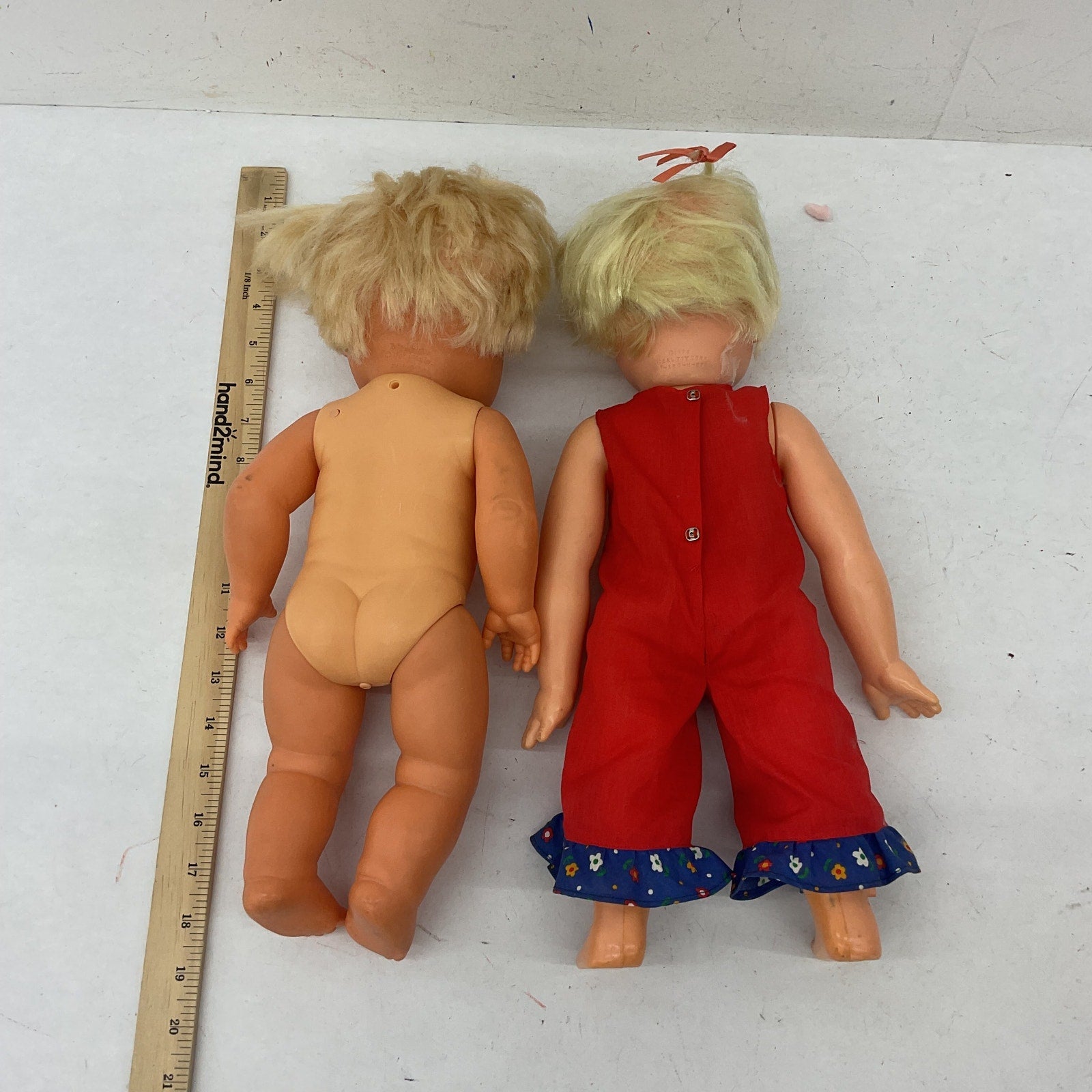 CUTE Preowned LOT of 2 Play Baby Dolls Ideal Poseable Plastic Blonde Hair - Warehouse Toys