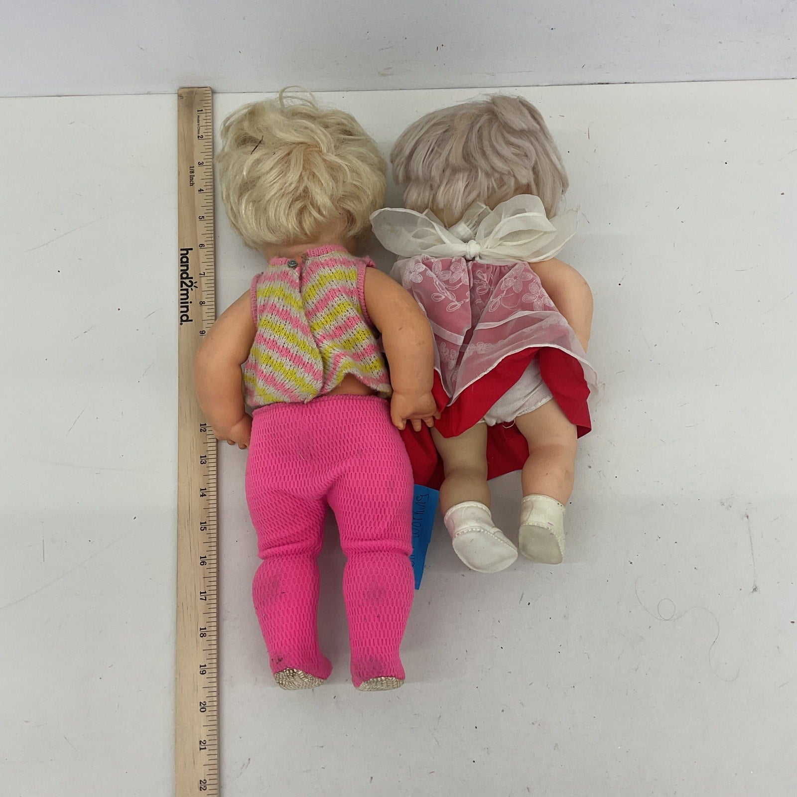 CUTE Preowned LOT of 2 Play Baby Dolls Remco Mattel Blonde Little Girls AS IS - Warehouse Toys