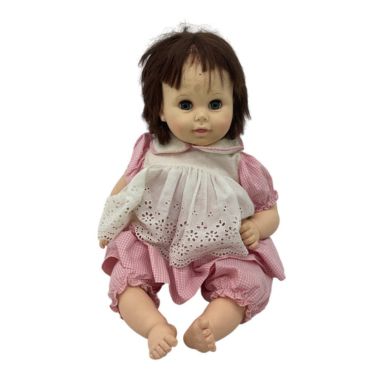 CUTE Preowned Play Baby Doll Effanbee Brunette 1987 Baby Doll Little Girl - Warehouse Toys