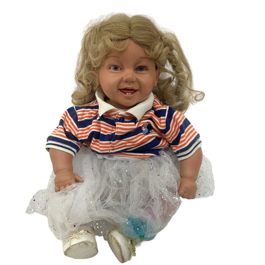 CUTE Preowned Play Baby Doll Little Girl Laughing Pat Secrist Blonde Hair - Warehouse Toys