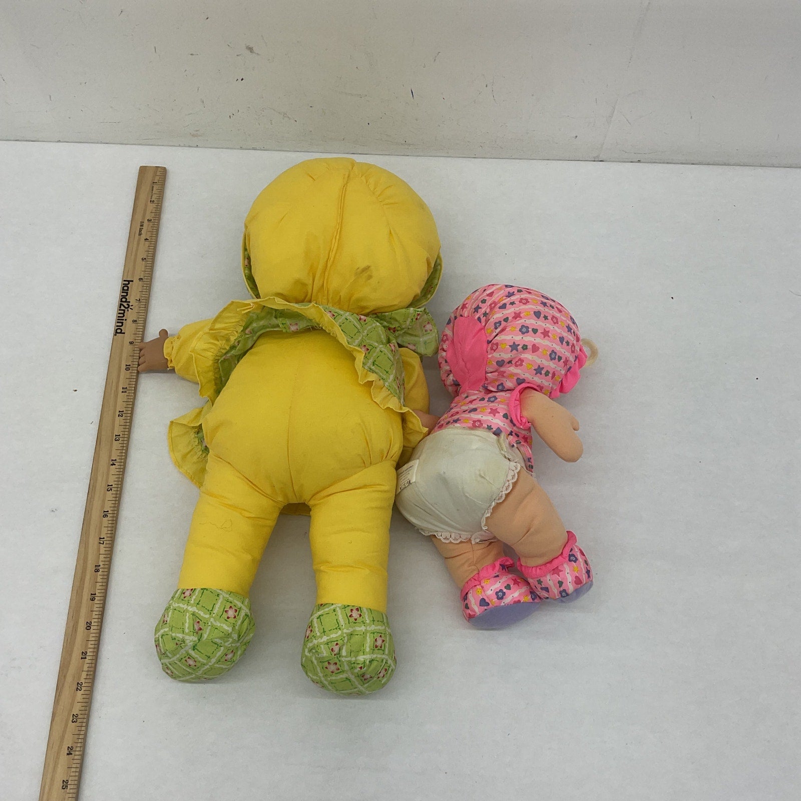 CUTE Preowned Play Baby Dolls 1995 Tyco Wiggles N Giggles & Girl in Green Dress - Warehouse Toys