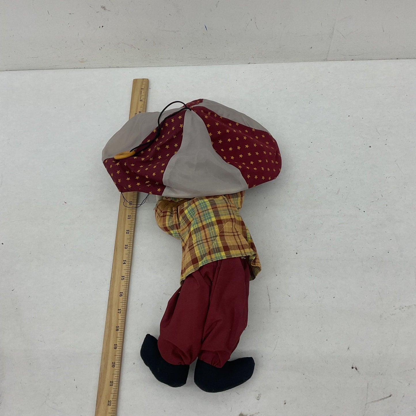 CUTE Preowned Vintage Circus Clown w/ Parachute Artist Figure Doll Hanging Toy - Warehouse Toys