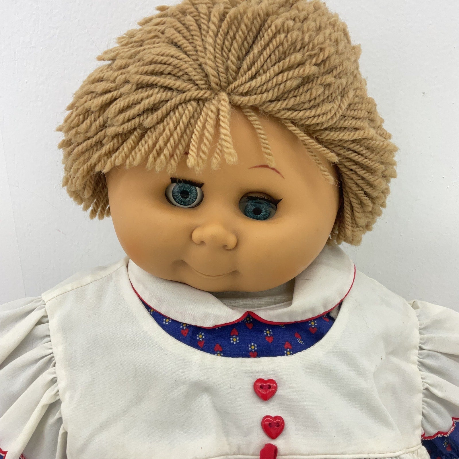 CUTE Preowned Vintage Davidcraft Large Soft Body Doll Plastic Head Yarn Hair - Warehouse Toys