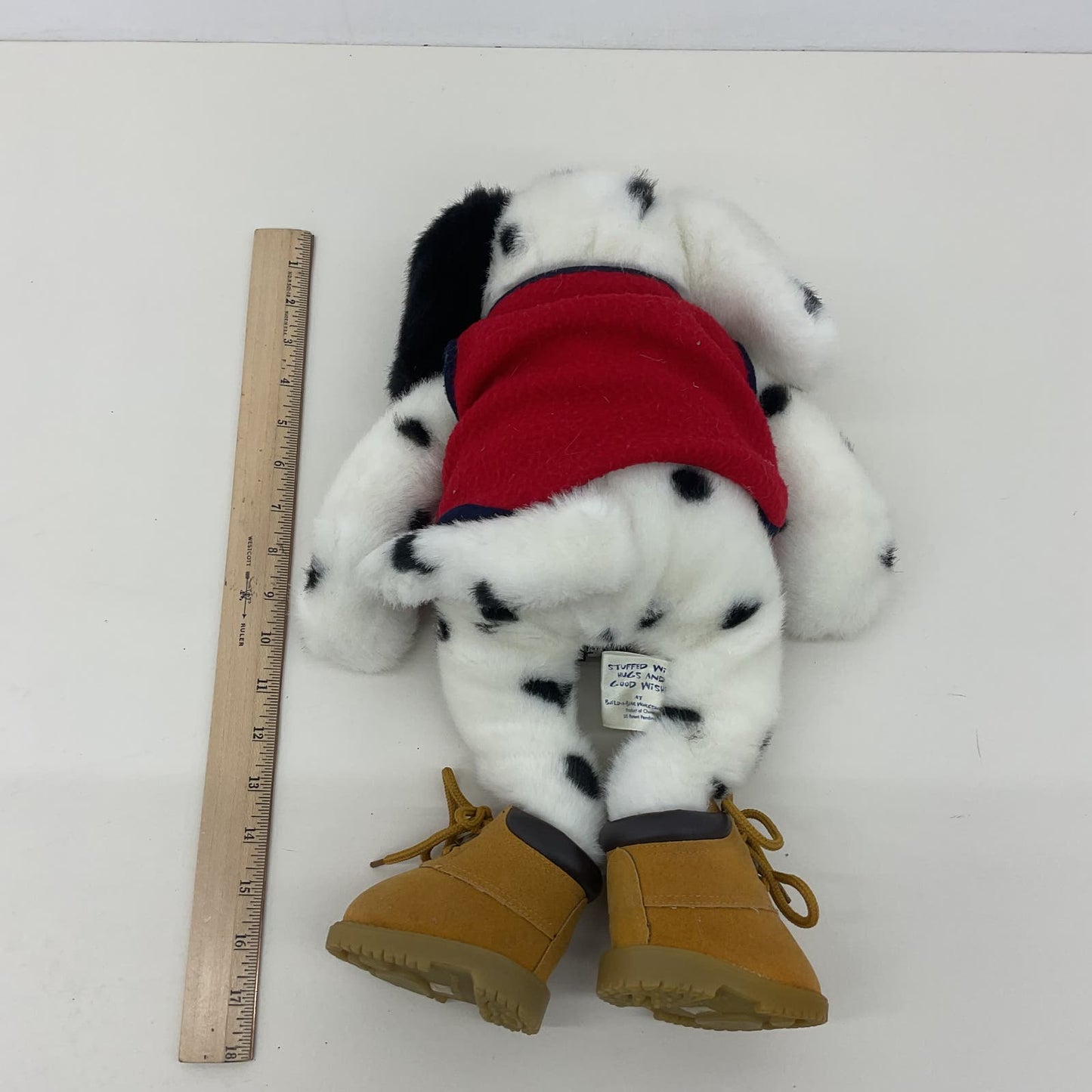 CUTE Soft Cuddly BABW Build A Bear Black White Dog in Brown Combat Boots Plush - Warehouse Toys