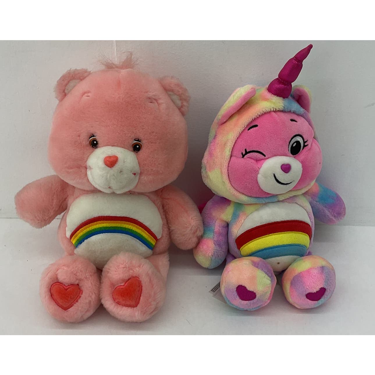 CUTE TCFC LOT 2 Cheer Pink Care Bears Unicorn Outfit Plush Dolls Stuffed Animals - Warehouse Toys