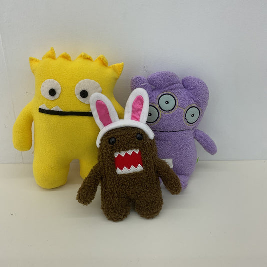 Cute Used LOT Yellow Purple Ugly Dolls Monster Fleece Plush & Easter Domo Kun - Warehouse Toys