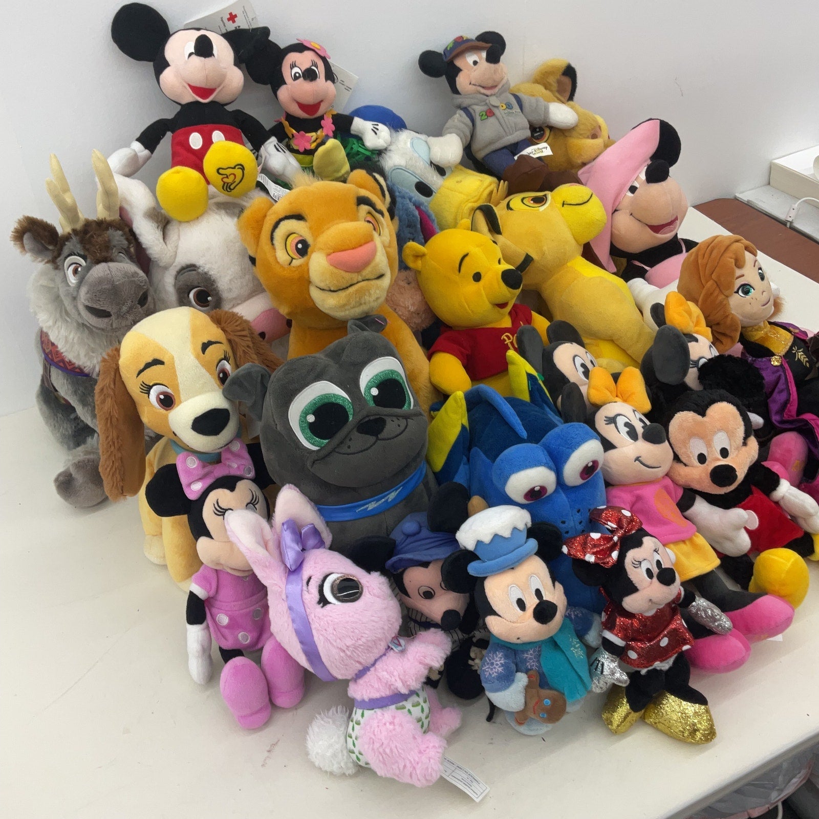 Disney Character Mixed Preowned LOT 12 lbs Plush Dolls Toys Mickey Pooh Lion - Warehouse Toys