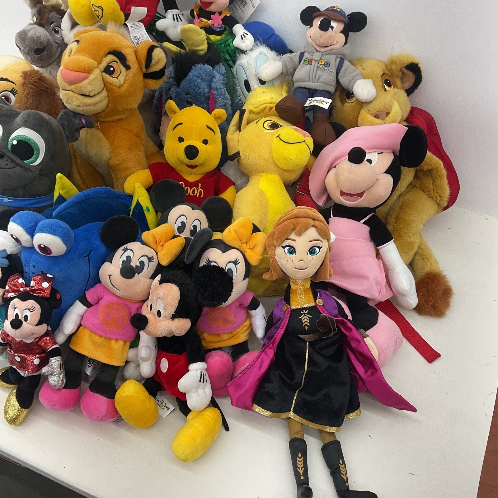 Disney Character Mixed Preowned LOT 12 lbs Plush Dolls Toys Mickey Pooh Lion - Warehouse Toys