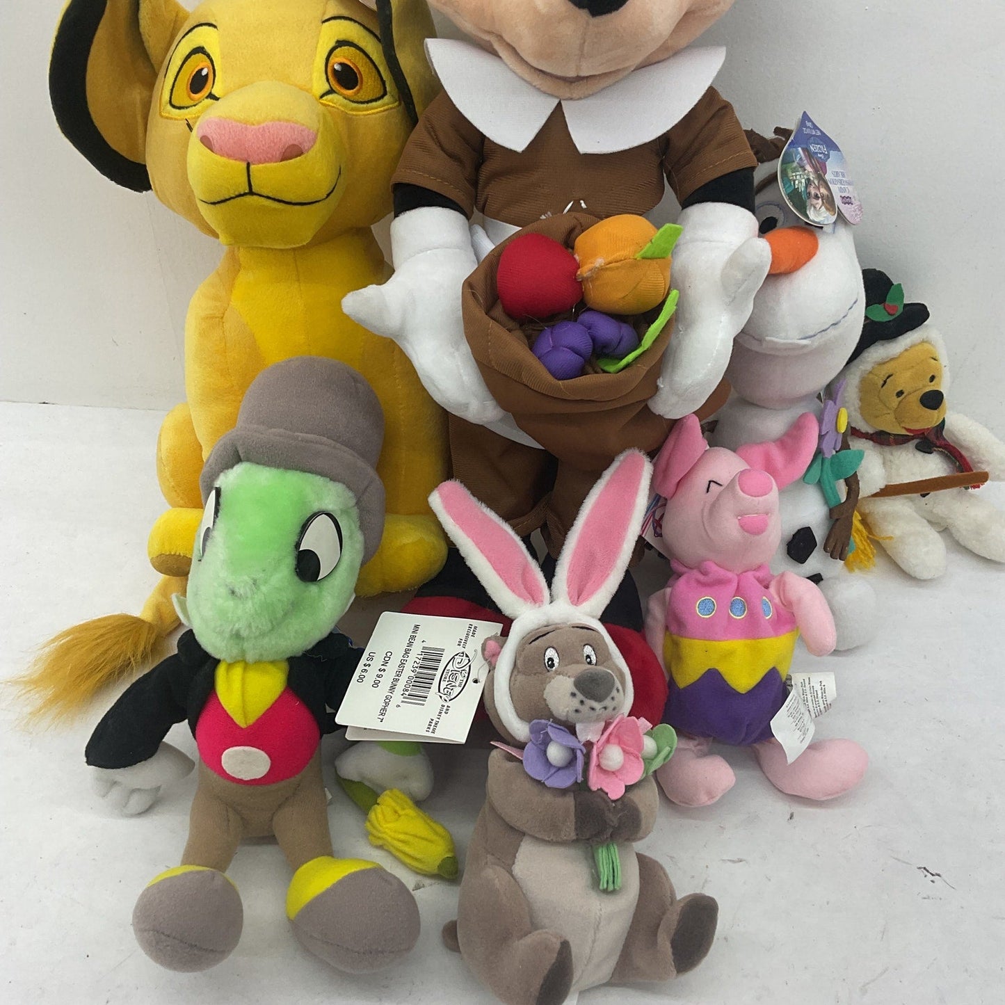 Disney Character Mixed Preowned LOT 4 lbs Plush Dolls Toys Mickey Mouse Jiminy - Warehouse Toys