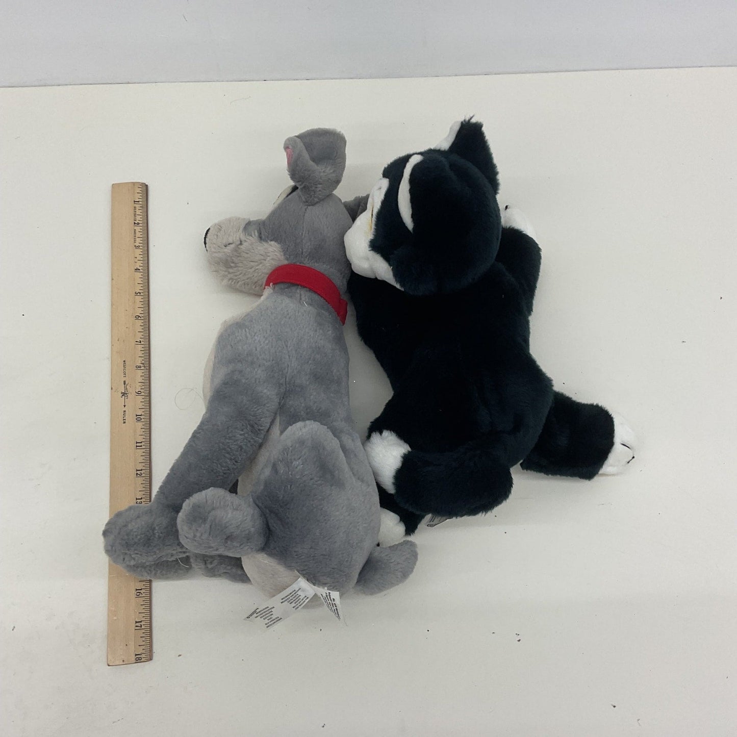 Disney Character Plush LOT Tramp Gray Dog Figaro Pinocchio Black White Cat - Warehouse Toys