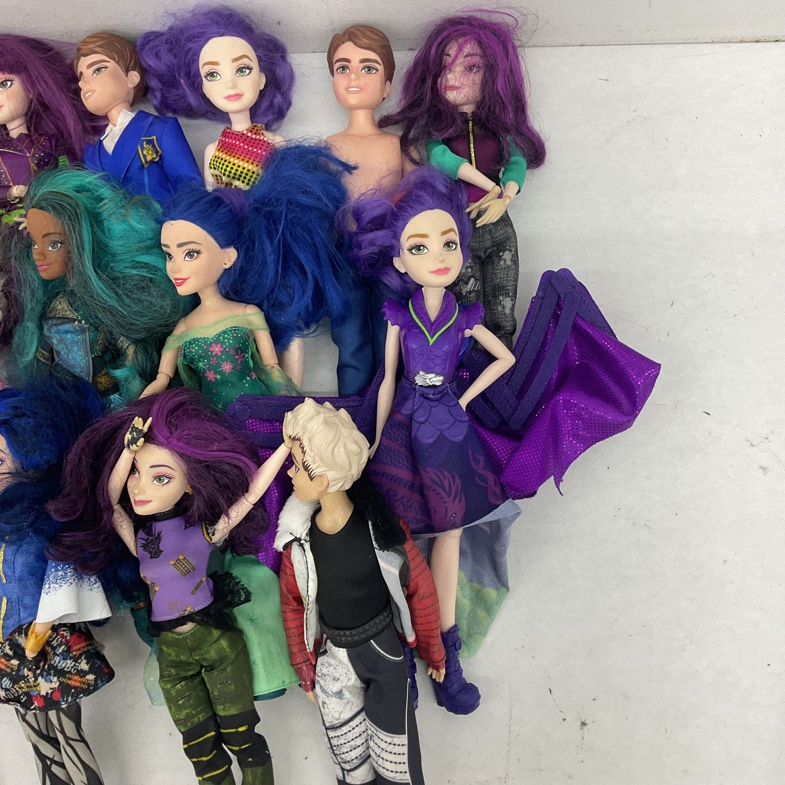 Disney Descendants Mixed Preowned Character Play Dolls LOT Purple Blue Hair Toys - Warehouse Toys