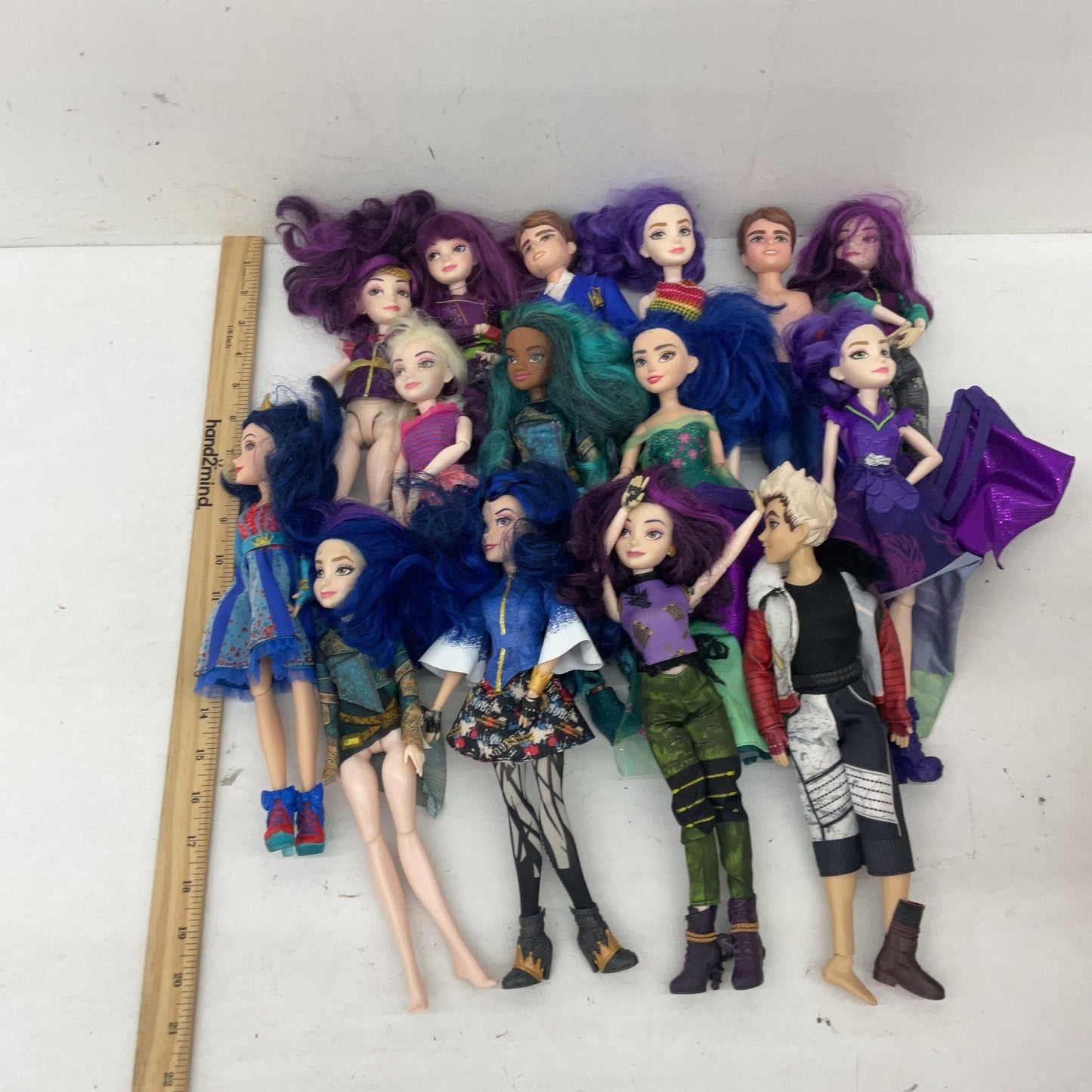 Disney Descendants Mixed Preowned Character Play Dolls LOT Purple Blue Hair Toys - Warehouse Toys