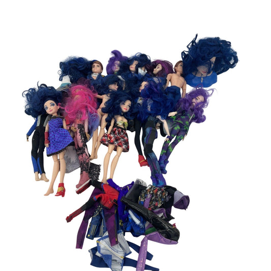 Disney Descendants Mixed Preowned Character Play Dolls LOT Purple Blue Hair Toys - Warehouse Toys