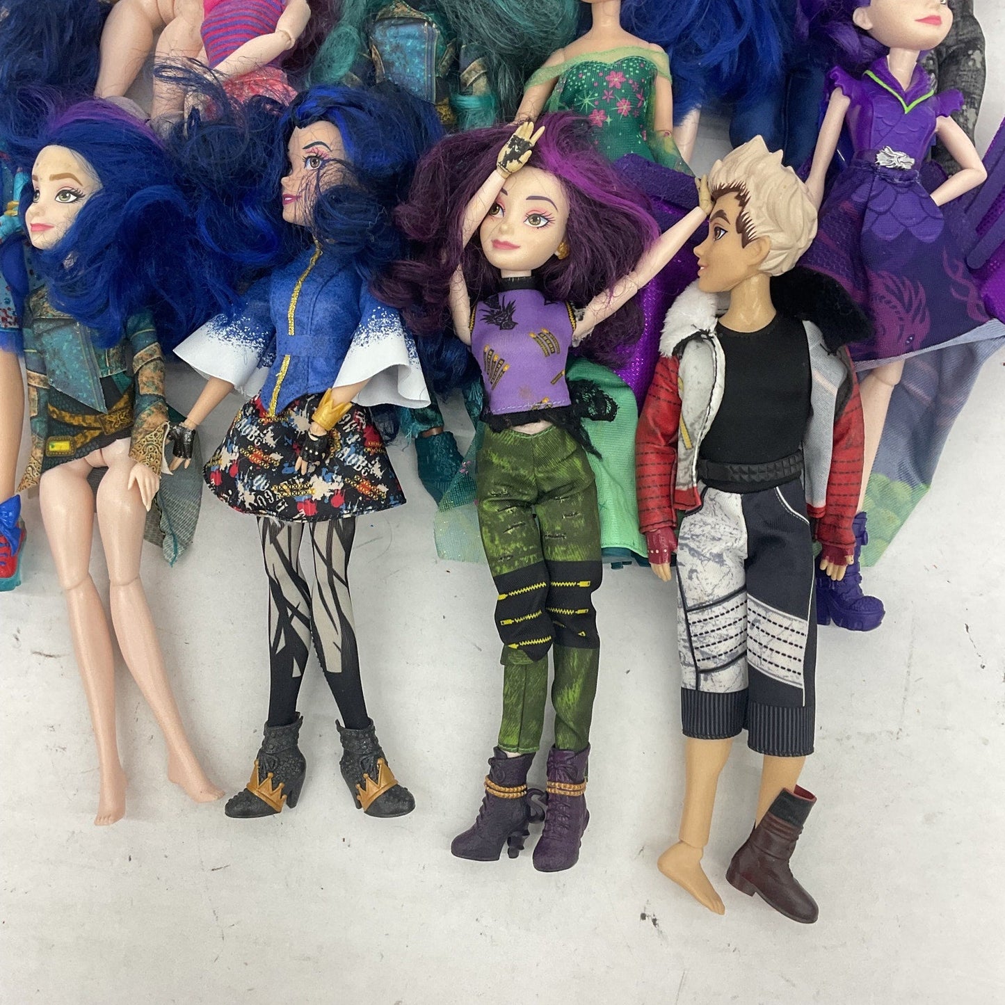 Disney Descendants Mixed Preowned Character Play Dolls LOT Purple Blue Hair Toys - Warehouse Toys