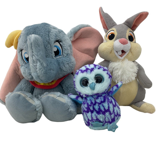 Disney Gray Dumbo Elephant & Thumper Rabbit TY Beanie Boo Blue Owl Plush Toys - Warehouse Toys