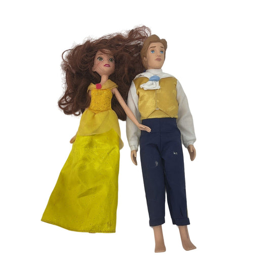 Disney LOT 2 Beauty & the Beast Play Dolls Prince Princess Belle Preowned - Warehouse Toys